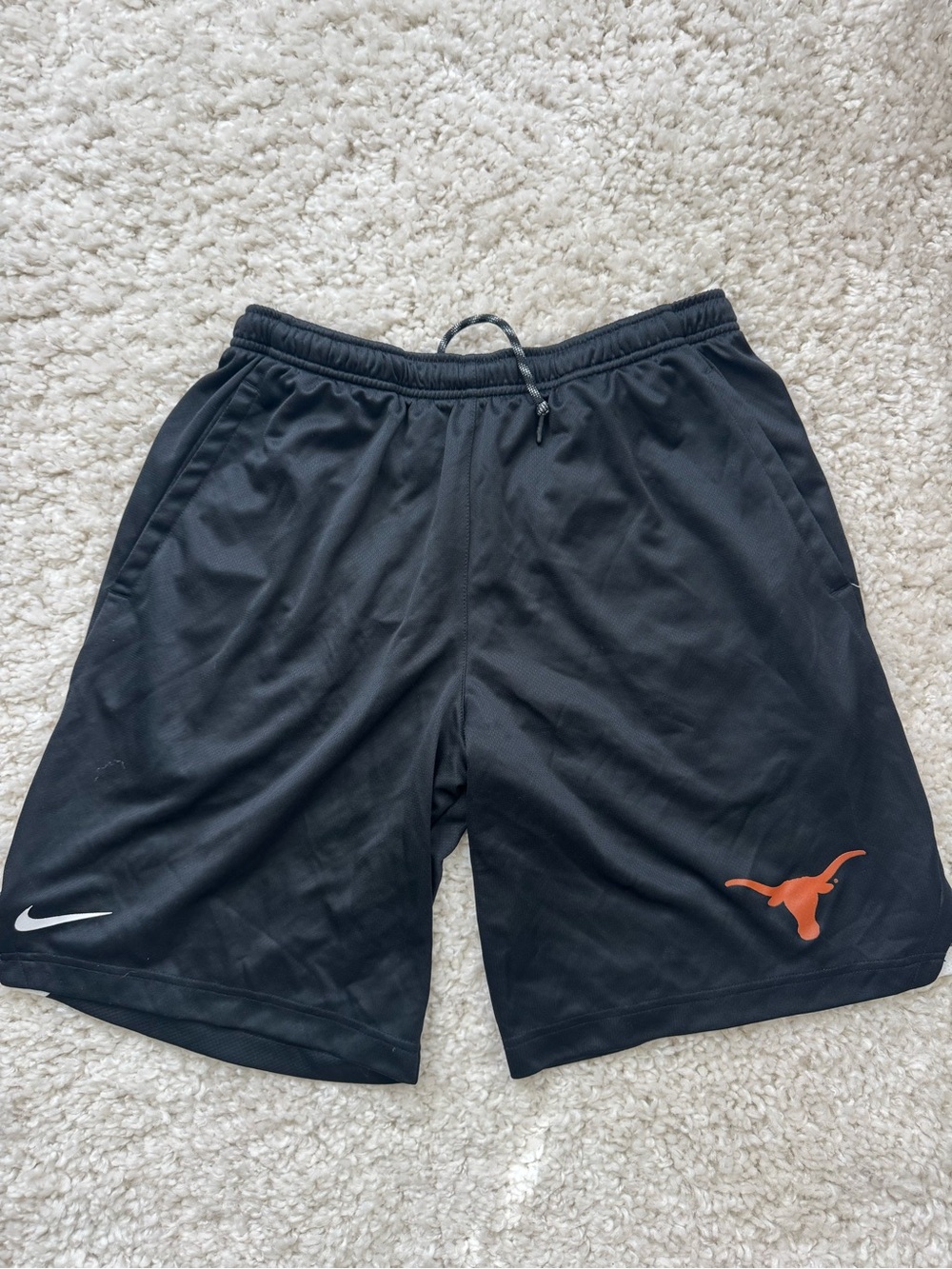 Nike Men’s Black Athletic Shorts with Orange Longhorn Emblem